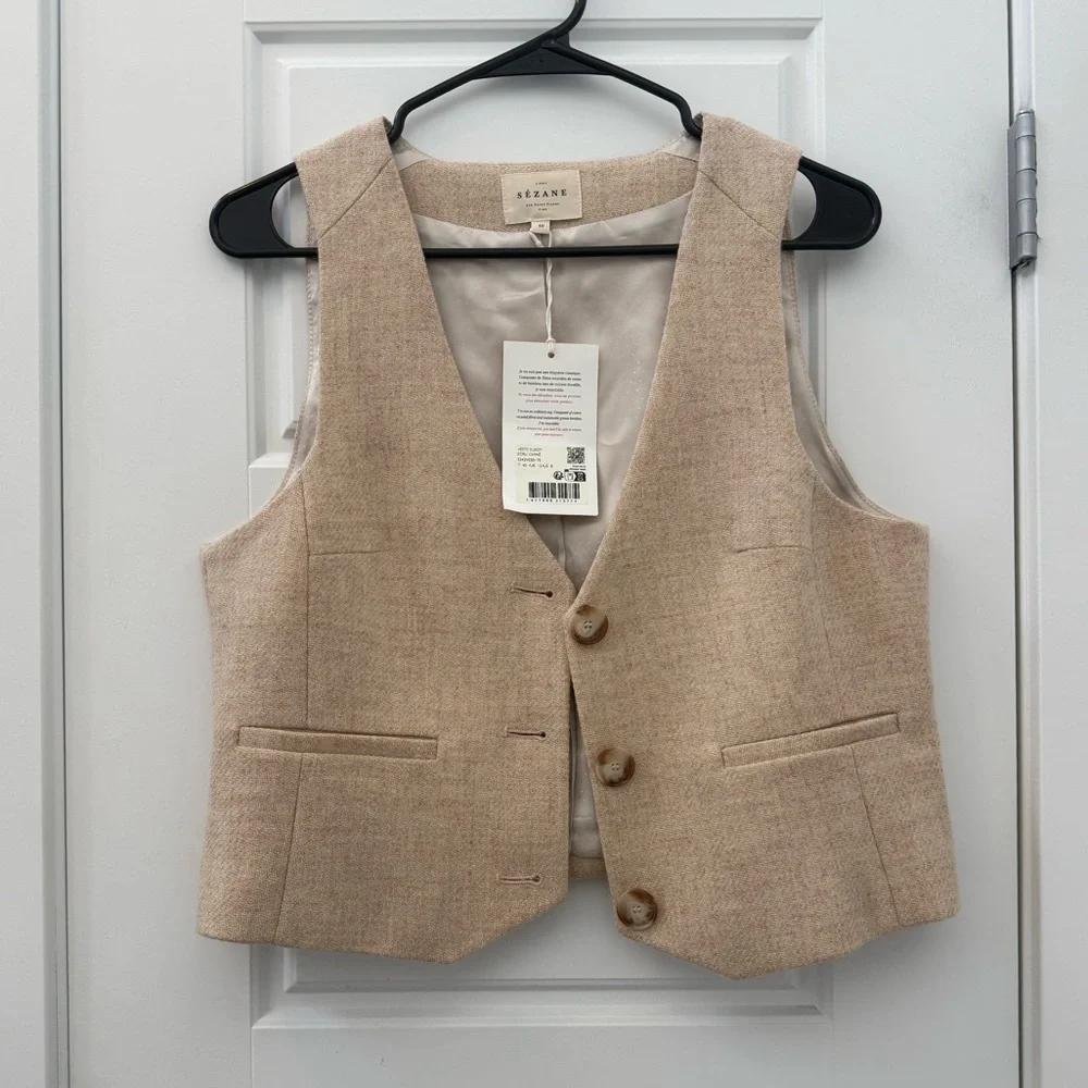 NWT Sezane - Elroy vest, in mottled ecru, size 40 (US8) - Picture 4 of 7